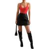 imageSUUKSESS Women Sexy Scoop Neck Thong Bodysuit Backless Cami Bodysuit Top02 Red