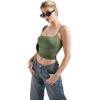 imageSUUKSESS Women Sexy Square Neck Tank Top Summer Y2K Going Out Basic Cami ShirtArmy Green