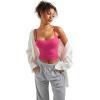 imageSUUKSESS Women Sexy Square Neck Tank Top Summer Y2K Going Out Basic Cami ShirtHot Pink