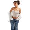imageSUUKSESS Women Sexy Square Neck Tank Top Summer Y2K Going Out Basic Cami ShirtLvory Apricot