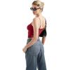 imageSUUKSESS Women Sexy Square Neck Tank Top Summer Y2K Going Out Basic Cami ShirtWine Red