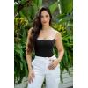 imageSUUKSESS Women Sexy Square Neck Thong Bodysuit Backless Cami Bodysuit Top01 Blackwhite