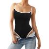 imageSUUKSESS Women Sexy Square Neck Thong Bodysuit Backless Cami Bodysuit Top01 Blackwhite