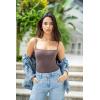 imageSUUKSESS Women Sexy Square Neck Thong Bodysuit Backless Cami Bodysuit Top01 Brown