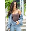 imageSUUKSESS Women Sexy Square Neck Thong Bodysuit Backless Cami Bodysuit Top01 Brown