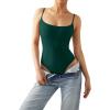 imageSUUKSESS Women Sexy Square Neck Thong Bodysuit Backless Cami Bodysuit Top01 Dark Green