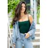 imageSUUKSESS Women Sexy Square Neck Thong Bodysuit Backless Cami Bodysuit Top01 Dark Green