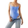 imageSUUKSESS Women Sexy Square Neck Thong Bodysuit Backless Cami Bodysuit Top01 Haze Blue