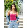 imageSUUKSESS Women Sexy Square Neck Thong Bodysuit Backless Cami Bodysuit Top01 Hot Pink