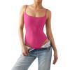 imageSUUKSESS Women Sexy Square Neck Thong Bodysuit Backless Cami Bodysuit Top01 Hot Pink