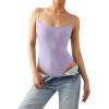 imageSUUKSESS Women Sexy Square Neck Thong Bodysuit Backless Cami Bodysuit Top01 Light Purple