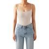 imageSUUKSESS Women Sexy Square Neck Thong Bodysuit Backless Cami Bodysuit Top01 Lvory Apricot
