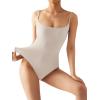 imageSUUKSESS Women Sexy Square Neck Thong Bodysuit Backless Cami Bodysuit Top01 Lvory Apricot