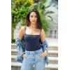 imageSUUKSESS Women Sexy Square Neck Thong Bodysuit Backless Cami Bodysuit Top01 Navy Blue