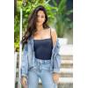 imageSUUKSESS Women Sexy Square Neck Thong Bodysuit Backless Cami Bodysuit Top01 Navy Blue