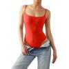 imageSUUKSESS Women Sexy Square Neck Thong Bodysuit Backless Cami Bodysuit Top01 Red
