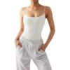 imageSUUKSESS Women Sexy Square Neck Thong Bodysuit Backless Cami Bodysuit Top01 White