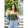 imageSUUKSESS Women Sexy Square Neck Thong Bodysuit Backless Cami Bodysuit Top02 Army Green