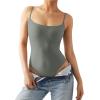 imageSUUKSESS Women Sexy Square Neck Thong Bodysuit Backless Cami Bodysuit Top02 Light Gray