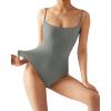 imageSUUKSESS Women Sexy Square Neck Thong Bodysuit Backless Cami Bodysuit Top02 Light Gray