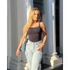 imageSUUKSESS Women Sexy Square Neck Thong Bodysuit Backless Sleeveless Tank Tops01 Black