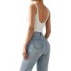 imageSUUKSESS Women Sexy Square Neck Thong Bodysuit Backless Sleeveless Tank Tops01 White