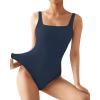 imageSUUKSESS Women Sexy Square Neck Thong Bodysuit Backless Sleeveless Tank Tops02 Navy