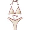 imageSUUKSESS Women Sexy Thong String 2 Piece Bikini Set Cheeky Halter Swimsuit71 Beige Brown