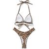 imageSUUKSESS Women Sexy Thong String 2 Piece Bikini Set Cheeky Halter Swimsuit71 Leopard