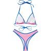 imageSUUKSESS Women Sexy Thong String 2 Piece Bikini Set Cheeky Halter Swimsuit71 Pink Blue