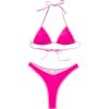 imageSUUKSESS Women Sexy Thong String 2 Piece Bikini Set Cheeky Halter Swimsuit71 Pink Color Block