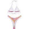 imageSUUKSESS Women Sexy Thong String 2 Piece Bikini Set Cheeky Halter Swimsuit71 Pink Floral White