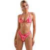 imageSUUKSESS Women Sexy Thong String 2 Piece Bikini Set Cheeky Halter Swimsuit71 Pink Yellow Floral