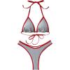 imageSUUKSESS Women Sexy Thong String 2 Piece Bikini Set Cheeky Halter Swimsuit71 Red Grey