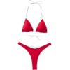 imageSUUKSESS Women Sexy Thong String 2 Piece Bikini Set Cheeky Halter Swimsuit71 Red White