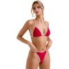imageSUUKSESS Women Sexy Thong String 2 Piece Bikini Set Cheeky Halter Swimsuit71 Red White