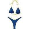 imageSUUKSESS Women Sexy Thong String 2 Piece Bikini Set Cheeky Halter Swimsuit71 Yellow Navy Blue