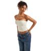 imageSUUKSESS Women Sexy Tube Top Summer Y2K Going Out Double Lined Basic Tank TopCream White