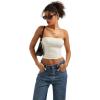 imageSUUKSESS Women Sexy Tube Top Summer Y2K Going Out Double Lined Basic Tank TopCream White