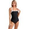 imageSUUKSESS Women Sexy Tummy Control One Piece Swimsuit Halter Retro Bathing Suit68 Black White