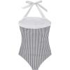 imageSUUKSESS Women Sexy Tummy Control One Piece Swimsuit Halter Retro Bathing Suit68 Navy Blue Striped
