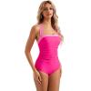 imageSUUKSESS Women Sexy Tummy Control One Piece Swimsuit Halter Retro Bathing Suit68 Pink Color Block