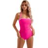 imageSUUKSESS Women Sexy Tummy Control One Piece Swimsuit Halter Retro Bathing Suit68 Pink Color Block