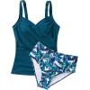 imageSUUKSESS Women Sexy Twist Push Up Tankini Swimsuit Tummy Control Bathing Suits72 Blue Floral