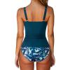 imageSUUKSESS Women Sexy Twist Push Up Tankini Swimsuit Tummy Control Bathing Suits72 Blue Floral