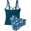 imageSUUKSESS Women Sexy Twist Push Up Tankini Swimsuit Tummy Control Bathing Suits72 Blue Floral