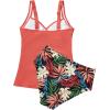 imageSUUKSESS Women Sexy Twist Push Up Tankini Swimsuit Tummy Control Bathing Suits72 Coral Pink Leaf