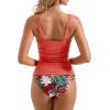 imageSUUKSESS Women Sexy Twist Push Up Tankini Swimsuit Tummy Control Bathing Suits72 Coral Pink Leaf