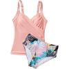 imageSUUKSESS Women Sexy Twist Push Up Tankini Swimsuit Tummy Control Bathing Suits72 Pink Floral