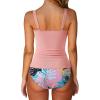 imageSUUKSESS Women Sexy Twist Push Up Tankini Swimsuit Tummy Control Bathing Suits72 Pink Floral